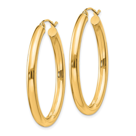 3.5mm Gold Oval Tube Hoop Earrings
