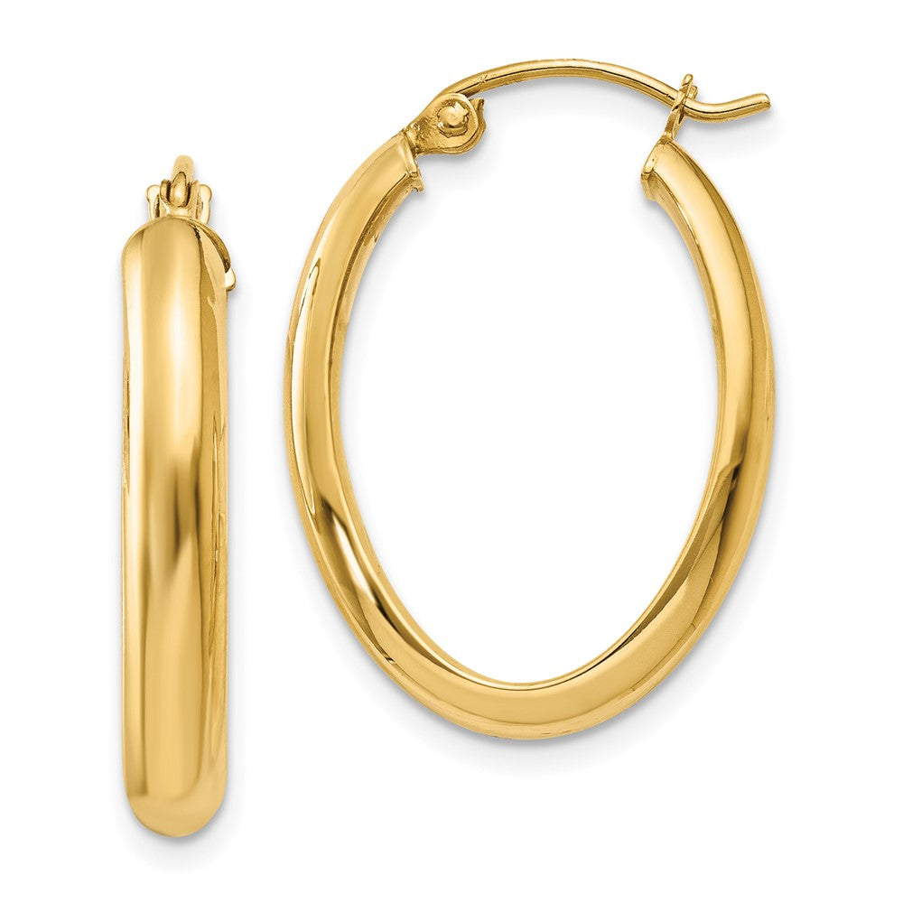 3.5mm Gold Oval Tube Hoop Earrings