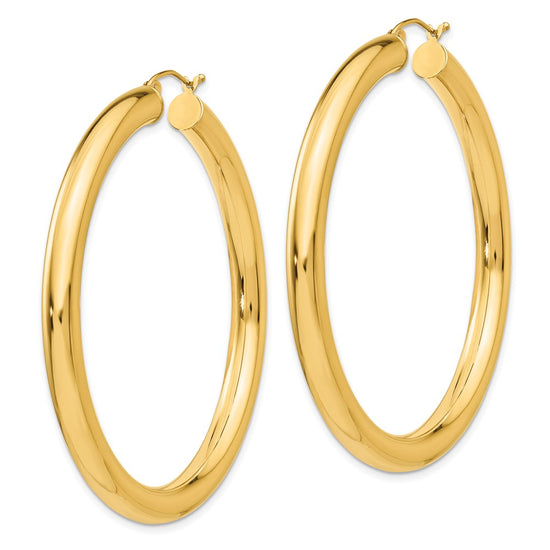 14k 5x55mm Polished Tube Hoop Earrings