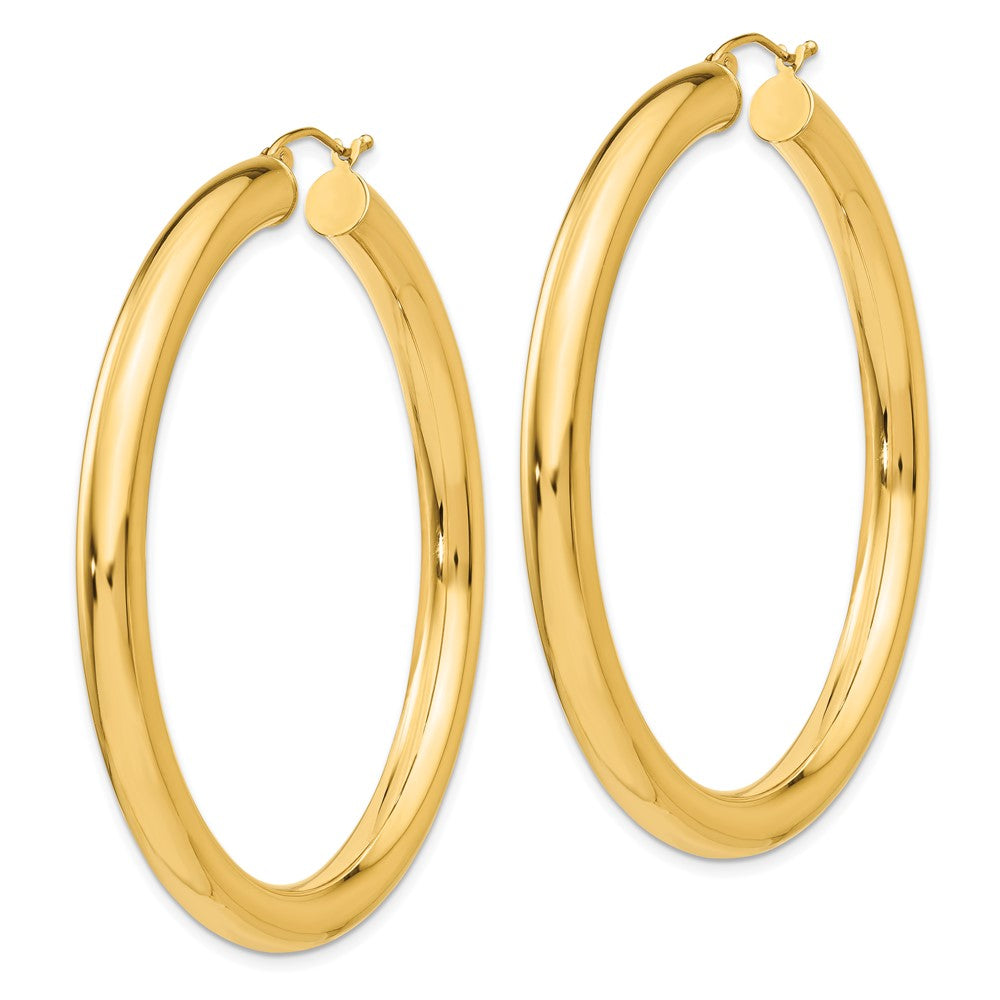 14k 5x55mm Polished Tube Hoop Earrings