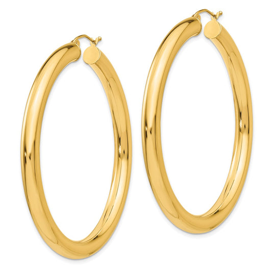 14k 5x55mm Polished Tube Hoop Earrings