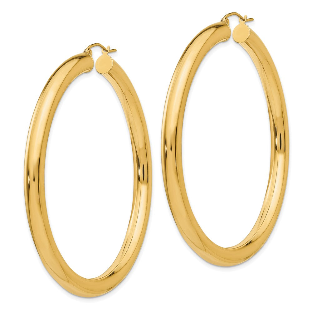 14k 5x60mm Polished Tube Hoop Earrings