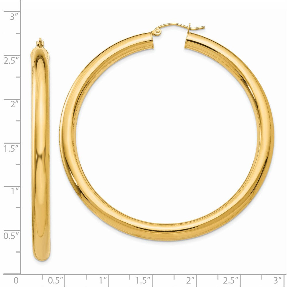 14k 5x60mm Polished Tube Hoop Earrings