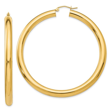 14k 5x60mm Polished Tube Hoop Earrings