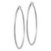14k White Gold Satin and Diamond-cut 2mm Round Hoop Earrings