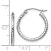 14k White Gold 2x20mm Diamond-cut Round Tube Hoop Earrings