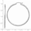14k White Gold 2x45mm Diamond-cut Round Tube Hoop Earrings