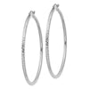 14k White Gold 2x50mm Diamond-cut Round Tube Hoop Earrings