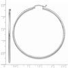 14k White Gold 2x55mm Diamond-cut Round Tube Hoop Earrings