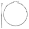 14k White Gold 2x55mm Diamond-cut Round Tube Hoop Earrings