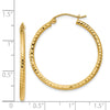14k 2x30mm Diamond-cut Round Tube Hoop Earrings
