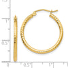 14k 2x25mm Diamond-cut Round Tube Hoop Earrings