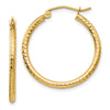 14k 2x25mm Diamond-cut Round Tube Hoop Earrings