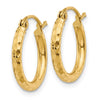 14k 2x15mm Diamond-cut Round Tube Hoop Earrings