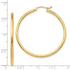14k 2x40mm Diamond-cut Round Tube Hoop Earrings