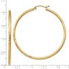 14k 2x50mm Diamond-cut Round Tube Hoop Earrings