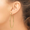 14k 2x60mm Diamond-cut Round Tube Hoop Earrings