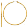 14k 2x60mm Diamond-cut Round Tube Hoop Earrings