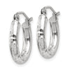 14k White Gold 3x16mm Diamond-cut Round Tube Hoop Earrings