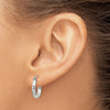14k White Gold 3x16mm Diamond-cut Round Tube Hoop Earrings