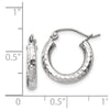 14k White Gold 3x16mm Diamond-cut Round Tube Hoop Earrings
