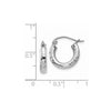 14k White Gold 3x14mm Diamond-cut Round Tube Hoop Earrings