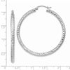 14k White Gold 3x45mm Diamond-cut Round Tube Hoop Earrings