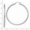 14k White Gold 3x55mm Diamond-cut Round Tube Hoop Earrings