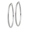 14k White Gold 3x60mm Diamond-cut Round Tube Hoop Earrings