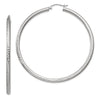 14k White Gold 3x60mm Diamond-cut Round Tube Hoop Earrings