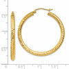14k 3x35mm Diamond-cut Round Tube Hoop Earrings