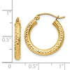 14k 3x20mm Diamond-cut Round Tube Hoop Earrings