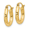 14k 3x16mm Diamond-cut Round Tube Hoop Earrings