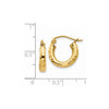 14k 3x14mm Diamond-cut Round Tube Hoop Earrings