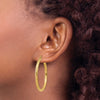 14k 3x40mm Diamond-cut Round Tube Hoop Earrings