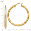 14k 3x40mm Diamond-cut Round Tube Hoop Earrings