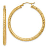 14k 3x40mm Diamond-cut Round Tube Hoop Earrings