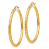 14k 3x45mm Diamond-cut Round Tube Hoop Earrings