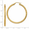 14k 3x45mm Diamond-cut Round Tube Hoop Earrings