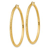 14k 3x55mm Diamond-cut Round Tube Hoop Earrings