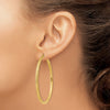 14k 3x55mm Diamond-cut Round Tube Hoop Earrings