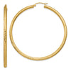 14k 3x60mm Diamond-cut Round Tube Hoop Earrings