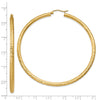 14k 3x65mm Diamond-cut Round Tube Hoop Earrings