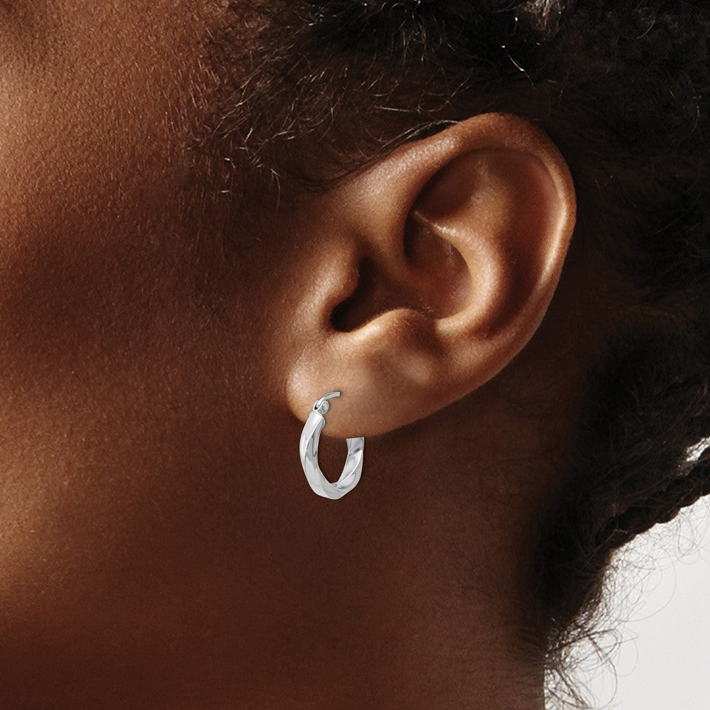 3mm Gold Twisted Tube Hoop Earrings