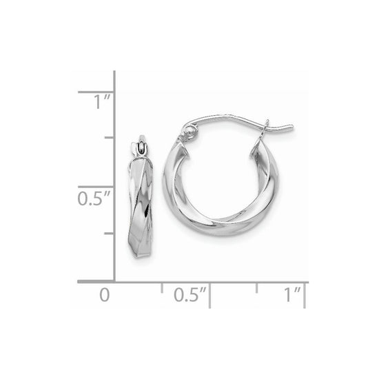3mm Gold Twisted Tube Hoop Earrings