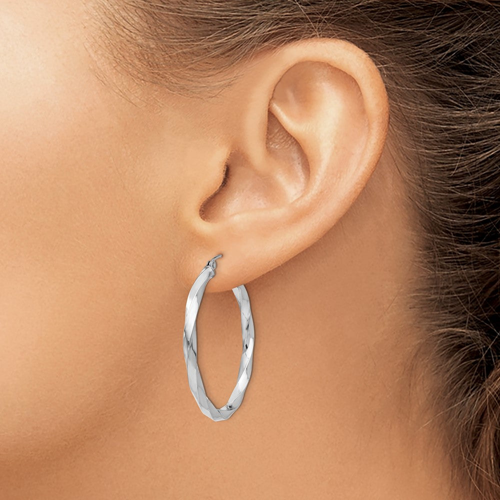3mm Gold Twisted Tube Hoop Earrings