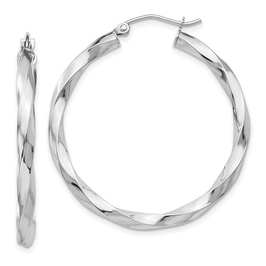 3mm Gold Twisted Tube Hoop Earrings