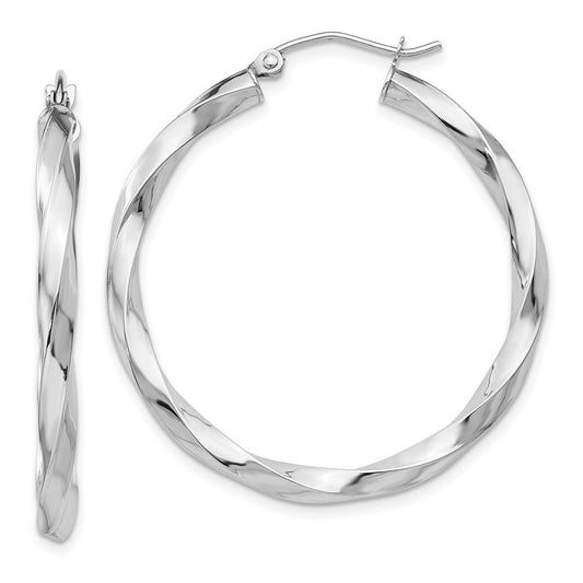 3mm Gold Twisted Tube Hoop Earrings
