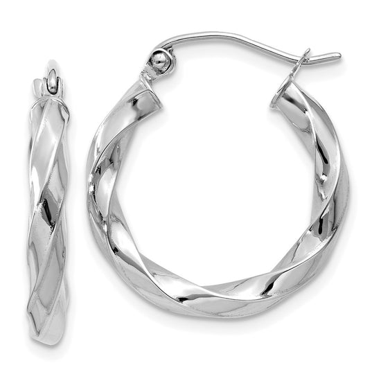 3mm Gold Twisted Tube Hoop Earrings