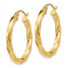 14k Polished 3mm Twisted Hoop Earrings